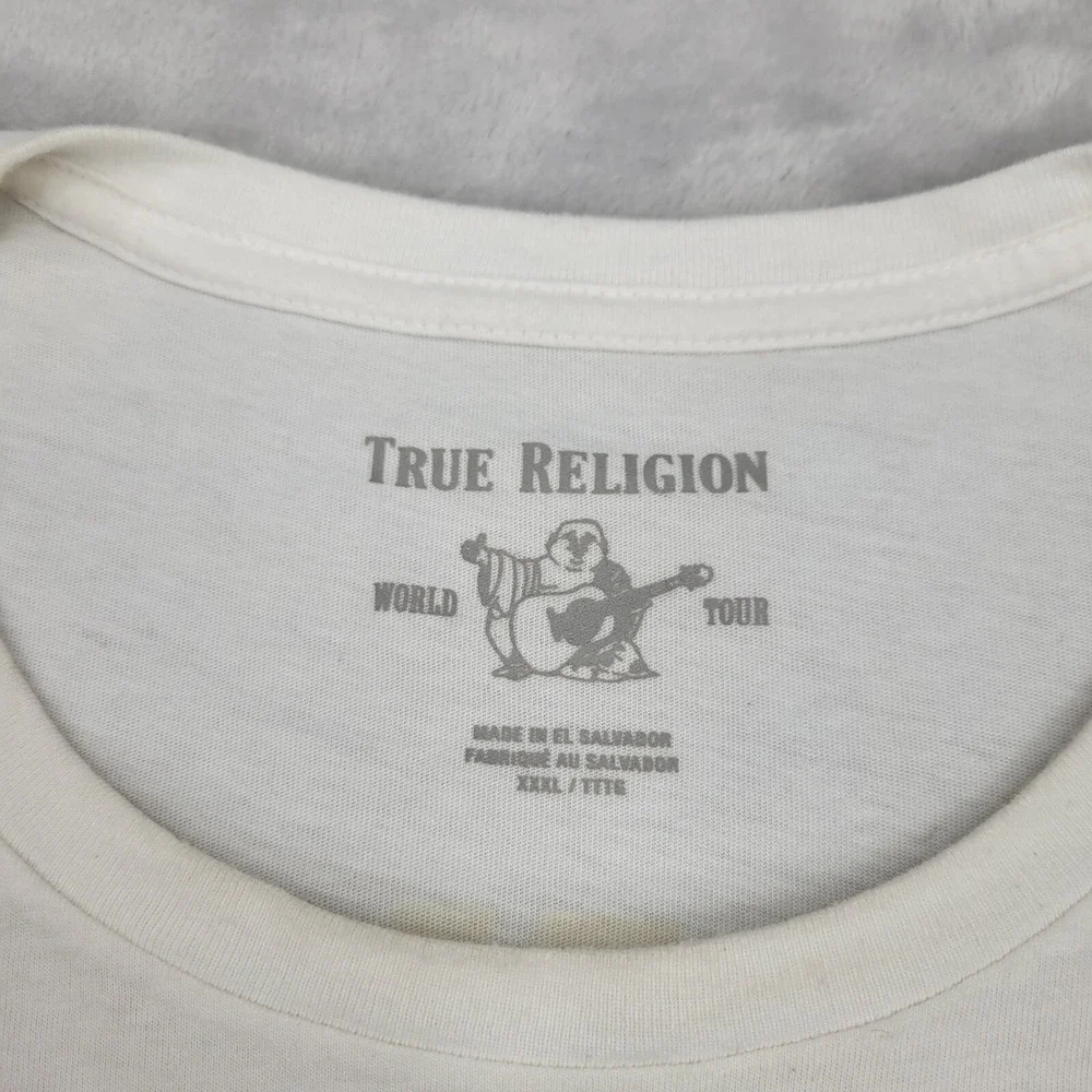 True Religion Shirt Mens XXXL‎ Basic Biker Buddha Guitar Two Sided Adult 3XL*